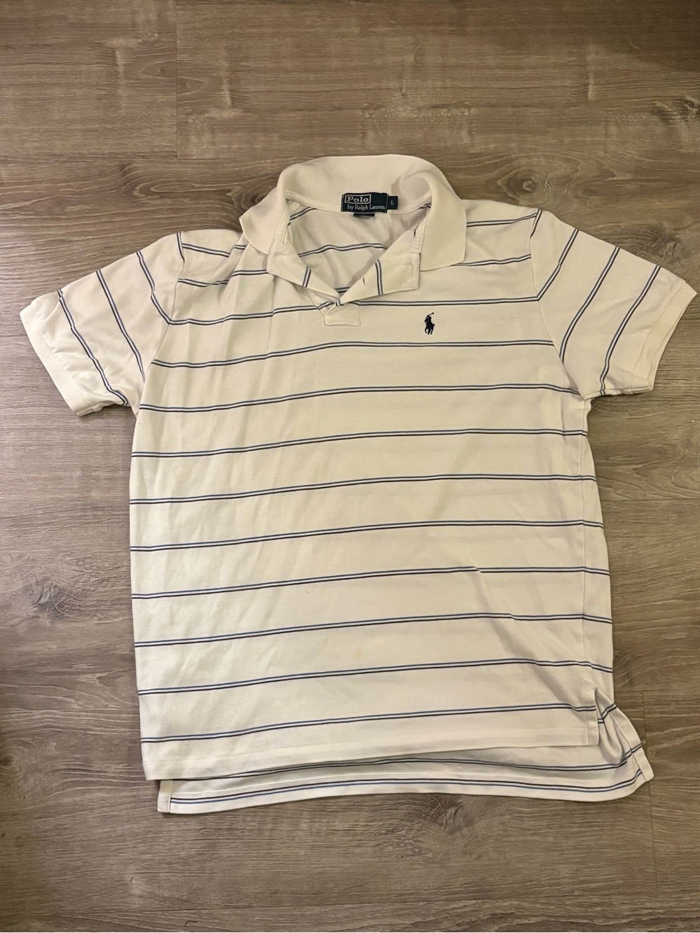 Polo by Ralph Lauren Cream Polo with Navy Stripes